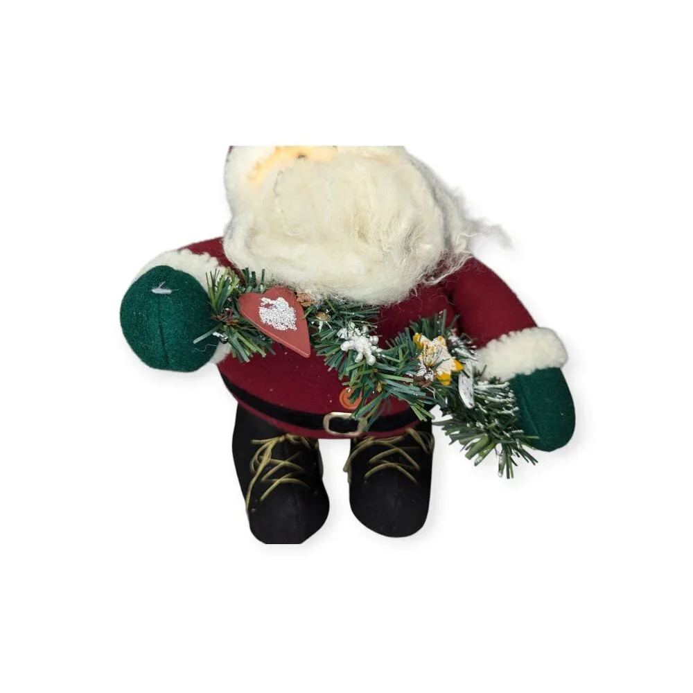 Good Health Ind Free Standing Plush Santa Claus w/ Festive Evergreen Garland